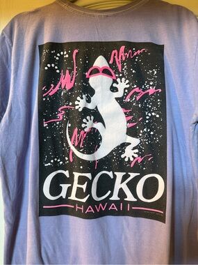Gecko Hawaii Women's HyperFlash purple to pink tshirt vintage reissue
